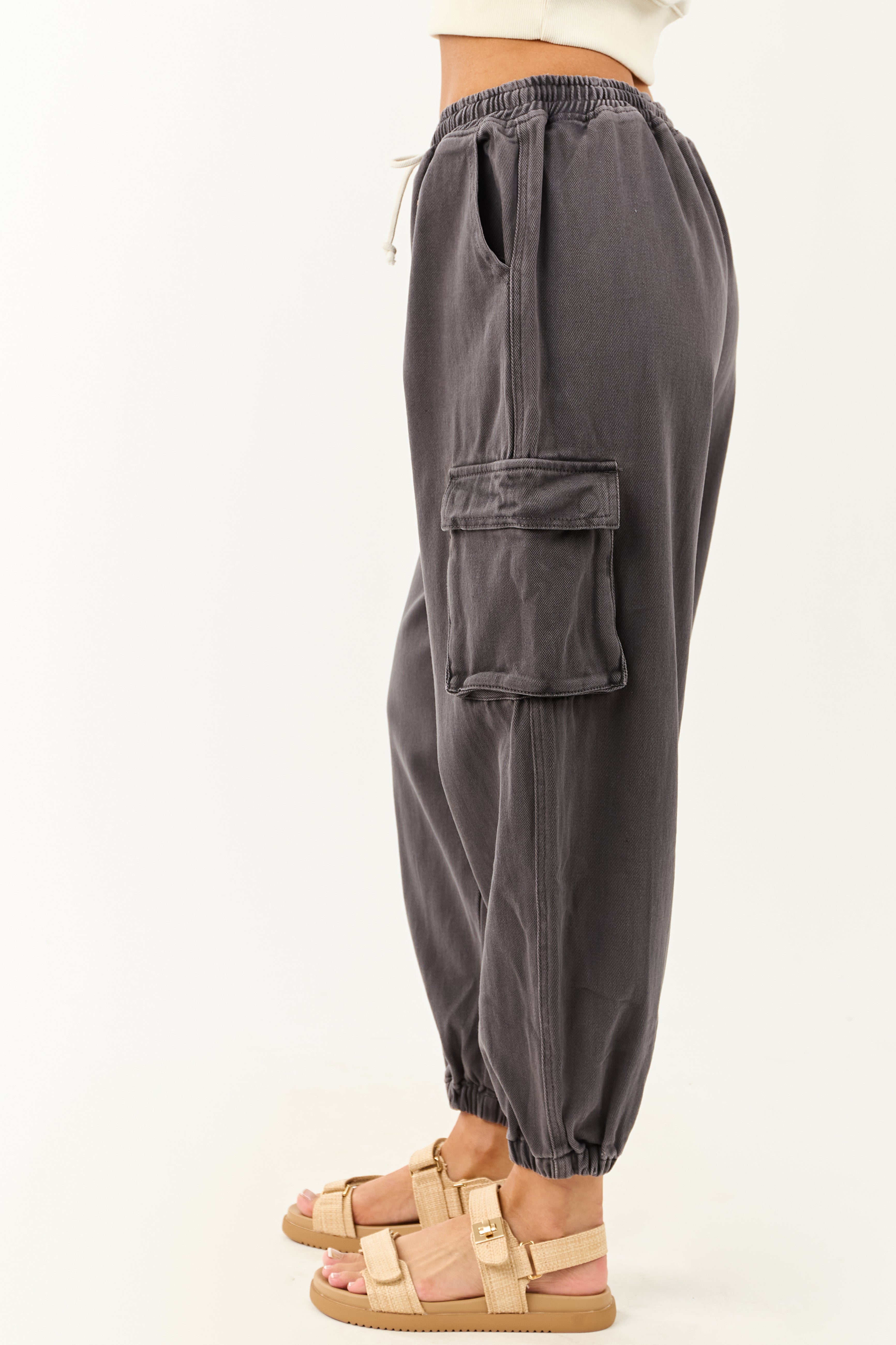 Charcoal Acid Washed Cargo Jogger Jeans Charcoal Acid Washed Cargo Jogger Jeans