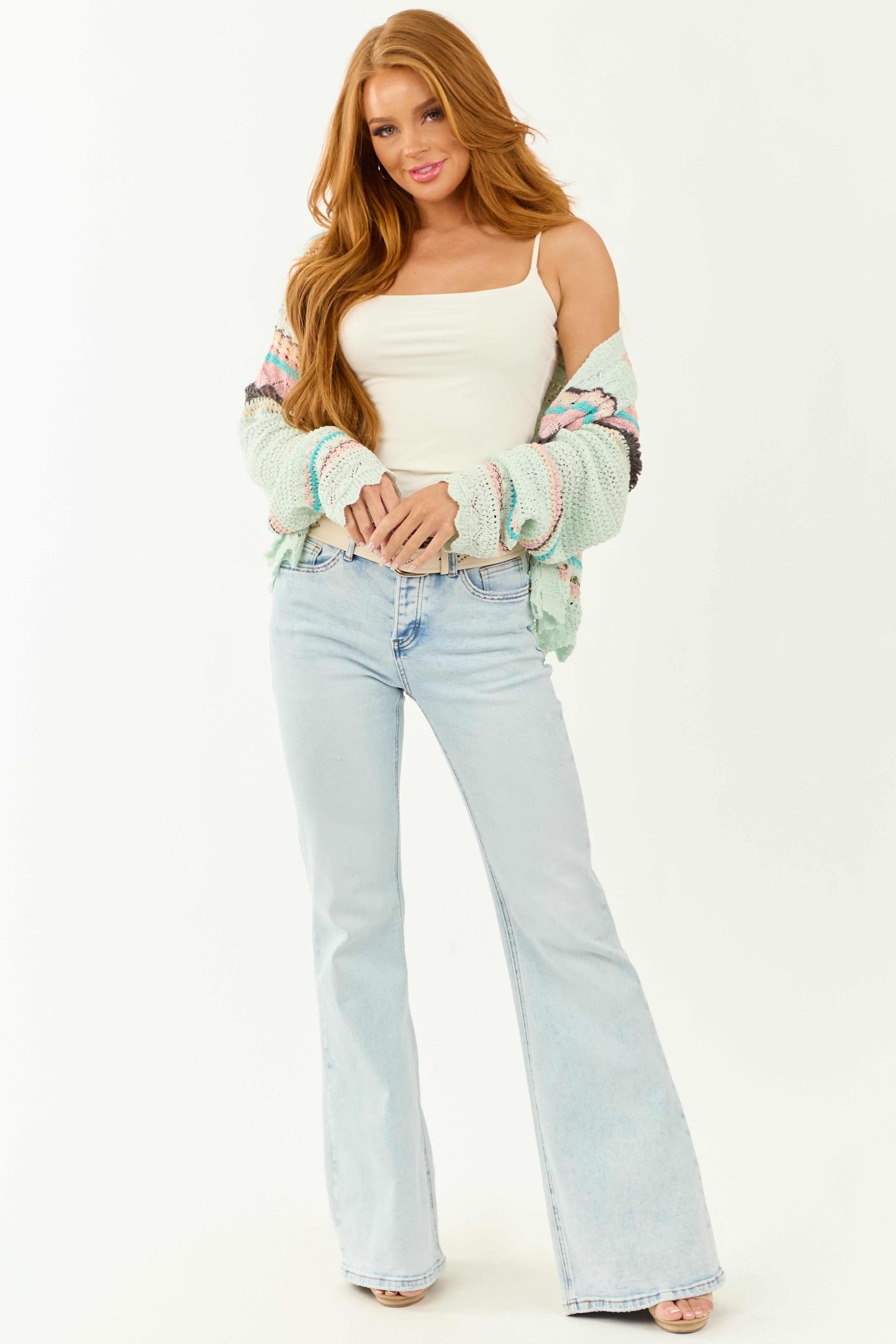 Mica Denim Light Wash Flare Leg Stretchy Jeans Mica Denim Light Wash Flare Leg Stretchy Jeans