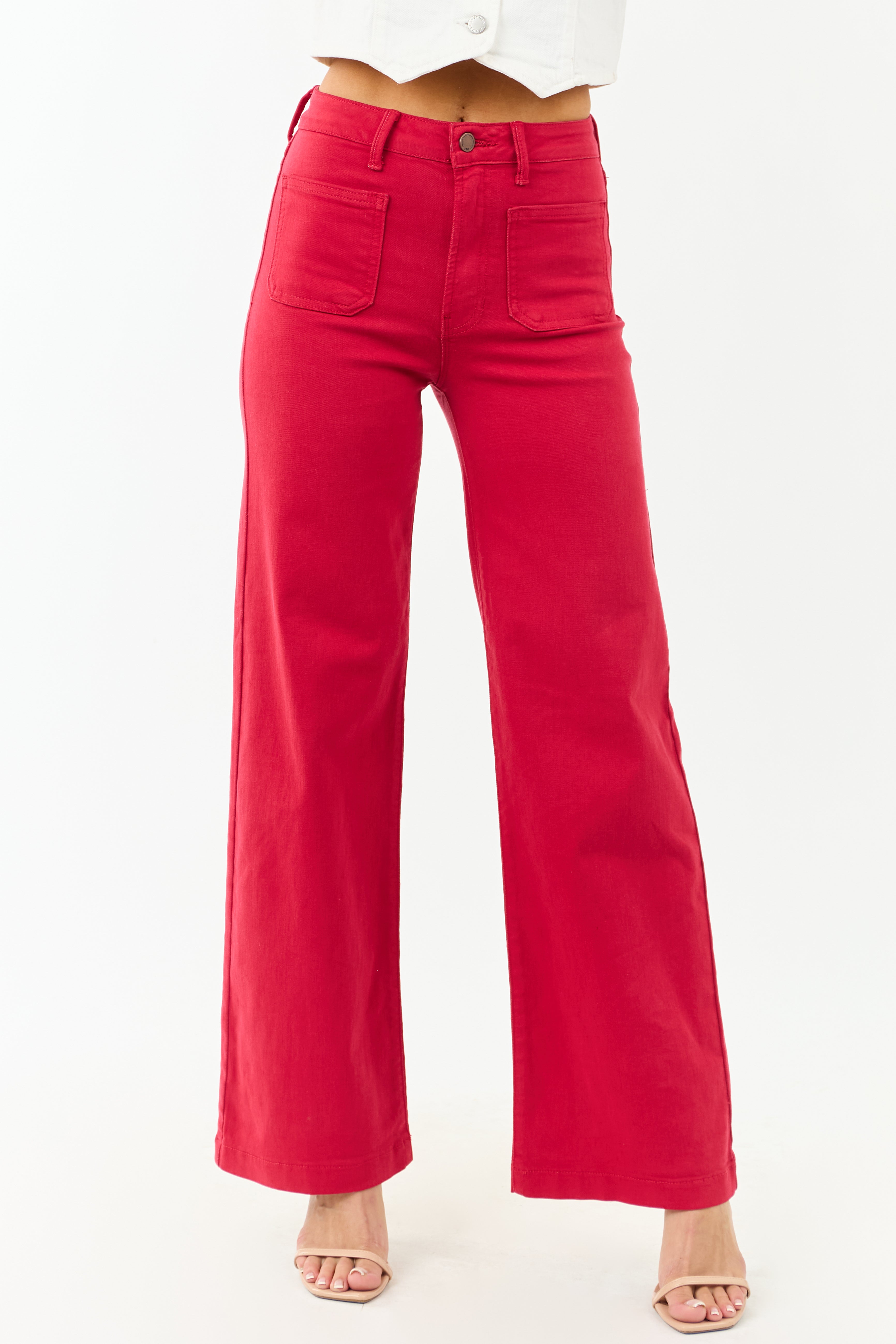 Ruby High Rise Patch Pocket Stretchy Wide Leg Jeans Ruby High Rise Patch Pocket Stretchy Wide Leg Jeans