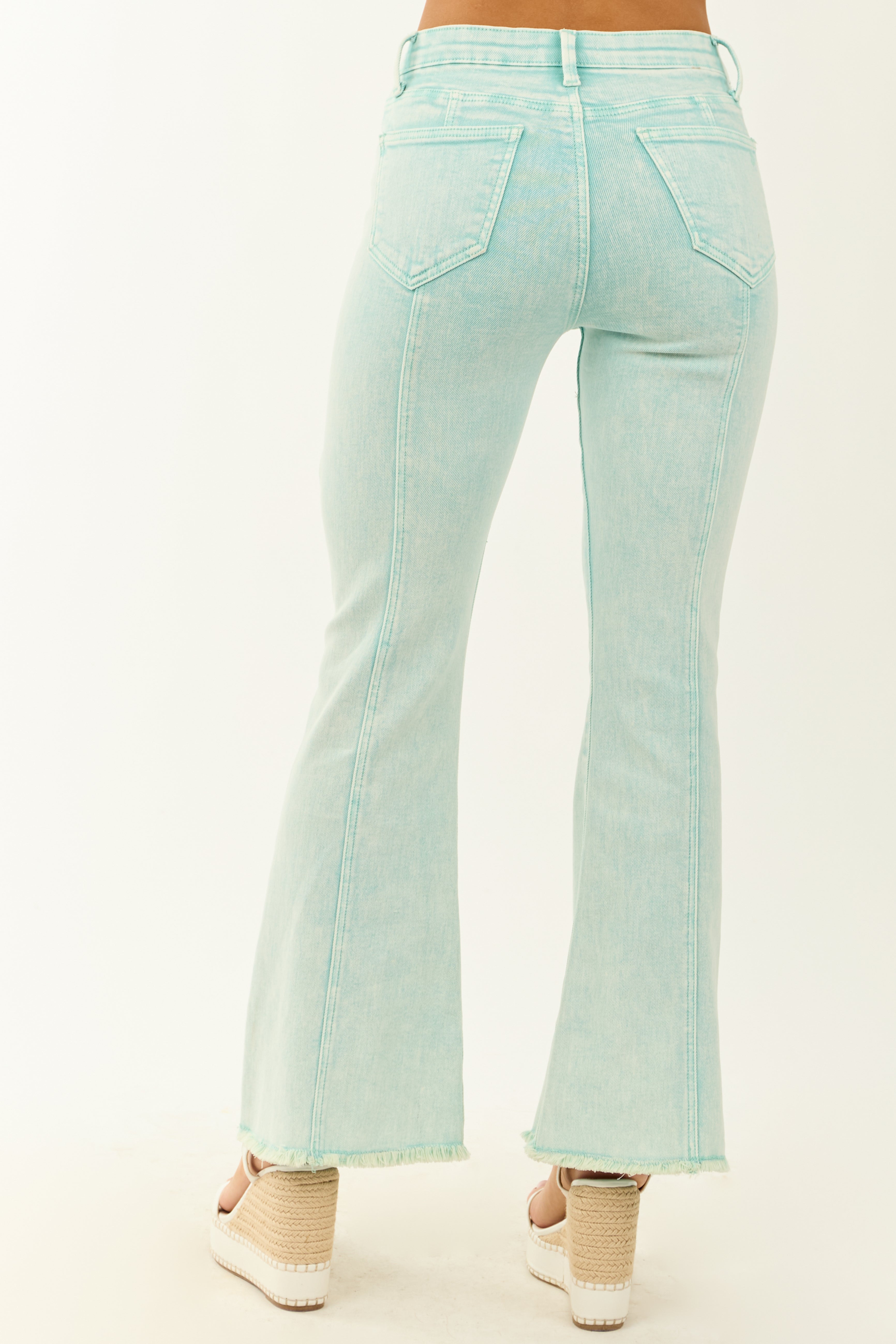 Saige Turquoise Tummy Control Stretchy Flare Jeans