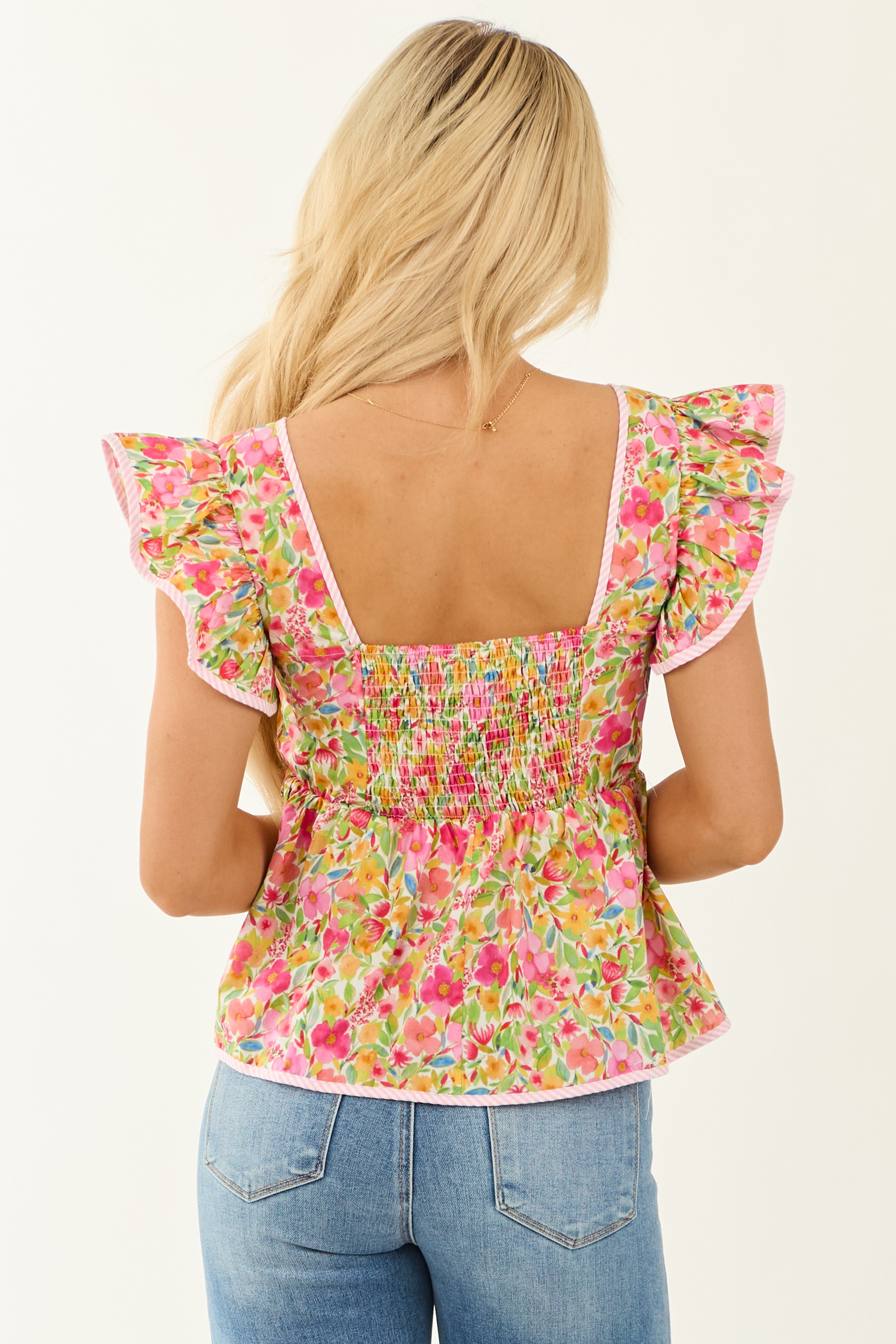 Punch Floral Print Sweetheart Neck Cap Sleeve Top Punch Floral Print Sweetheart Neck Cap Sleeve Top