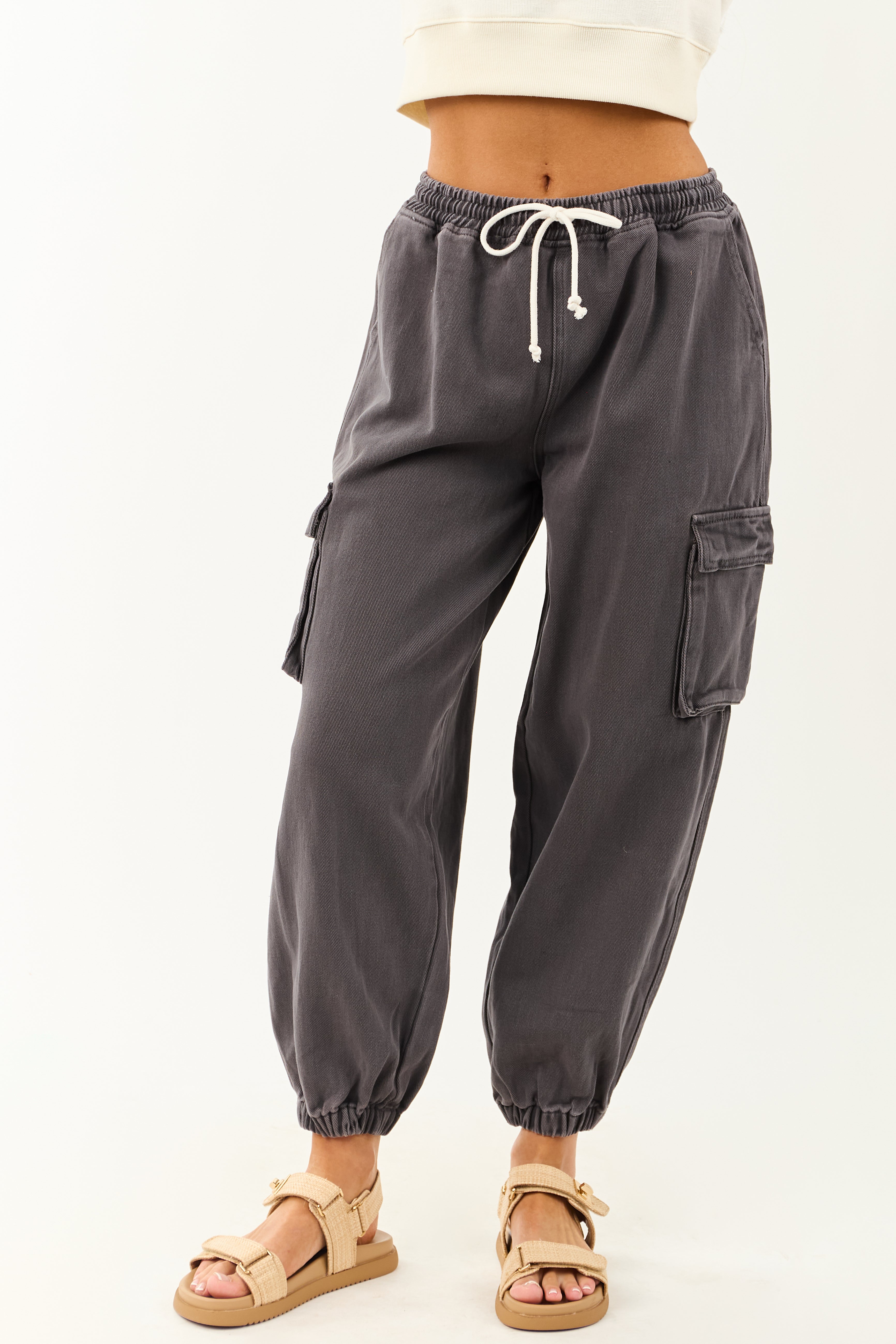 Charcoal Acid Washed Cargo Jogger Jeans Charcoal Acid Washed Cargo Jogger Jeans