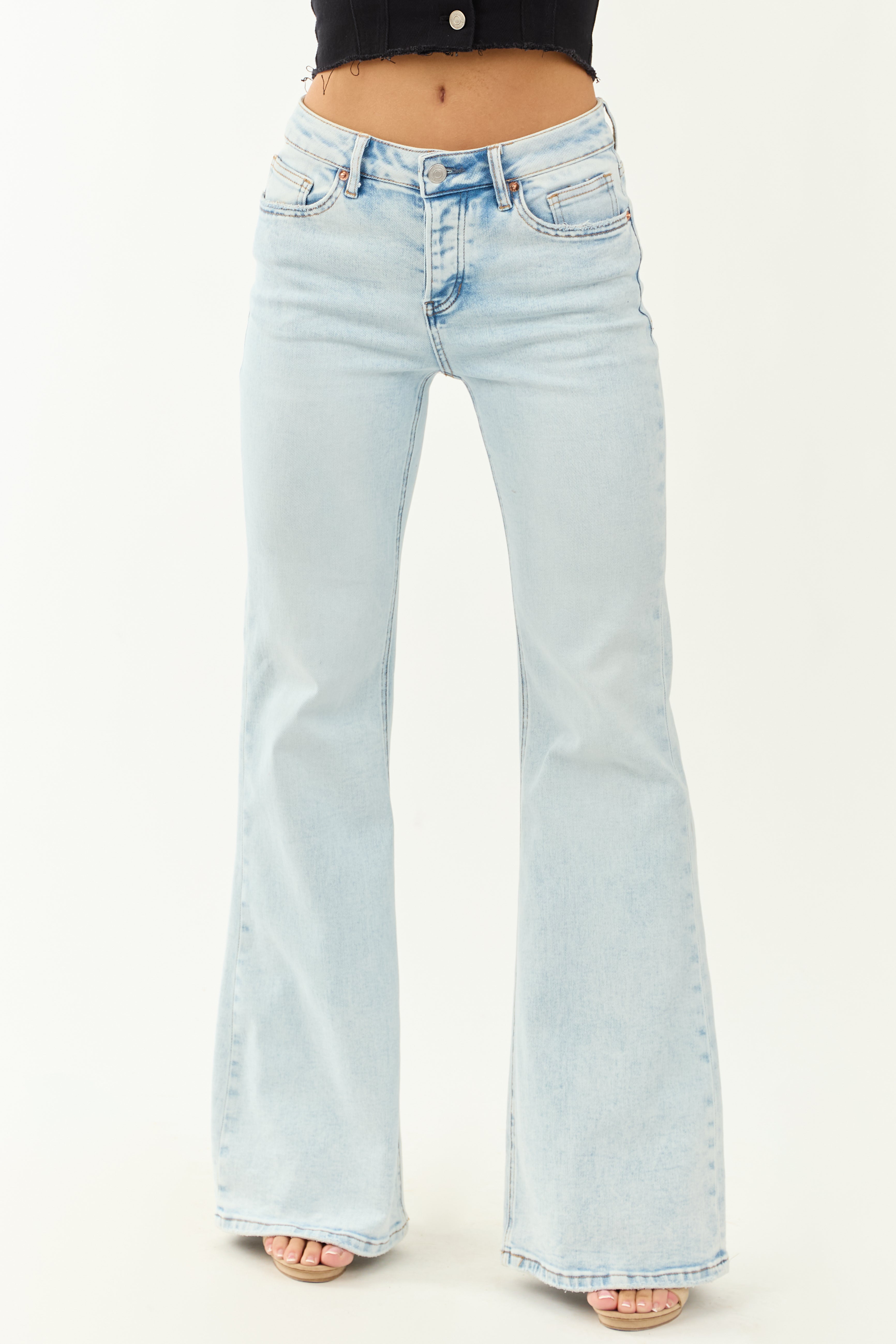 Mica Denim Light Wash Flare Leg Stretchy Jeans Mica Denim Light Wash Flare Leg Stretchy Jeans