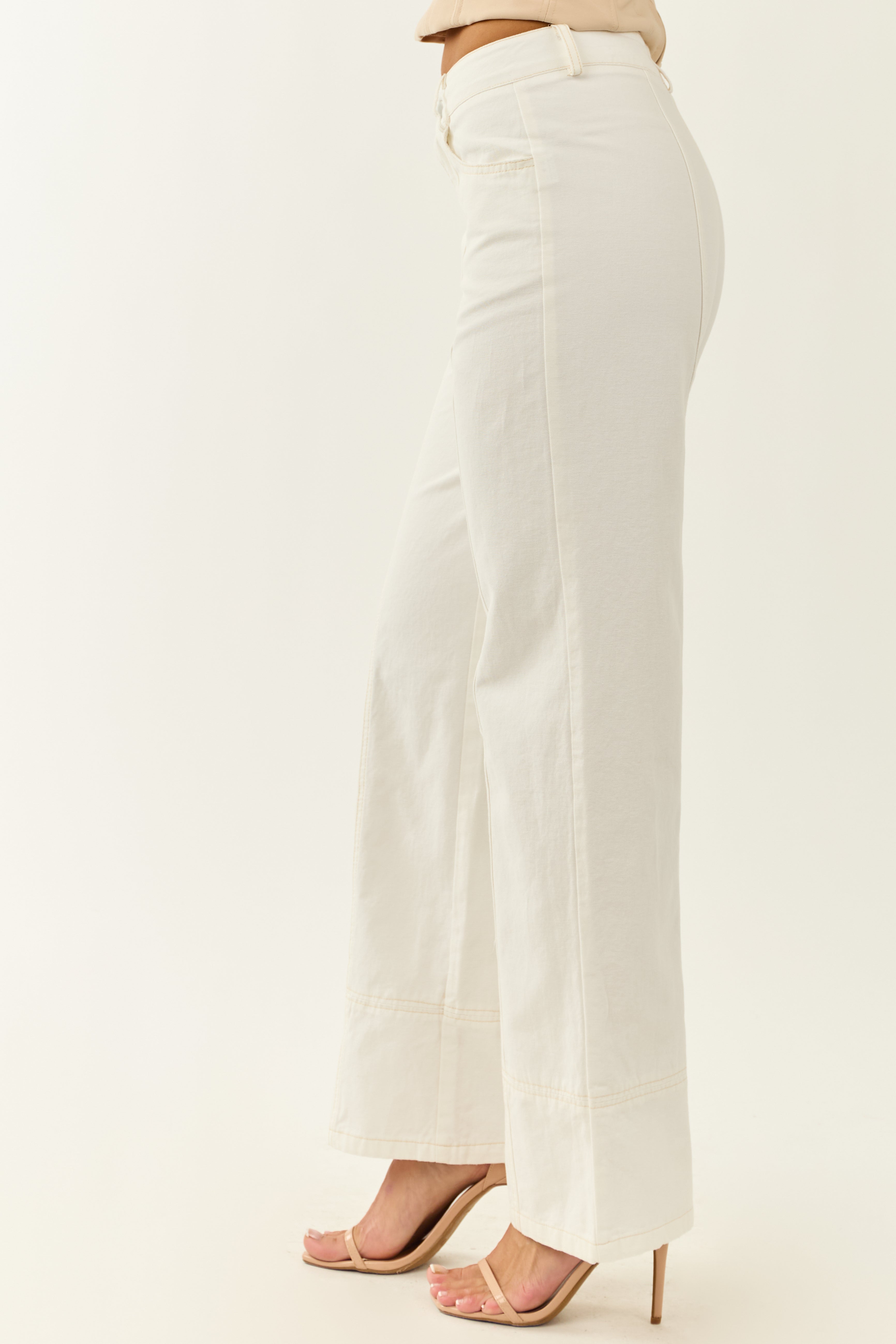 Off White High Waisted Straight Leg Denim Pants Off White High Waisted Straight Leg Denim Pants