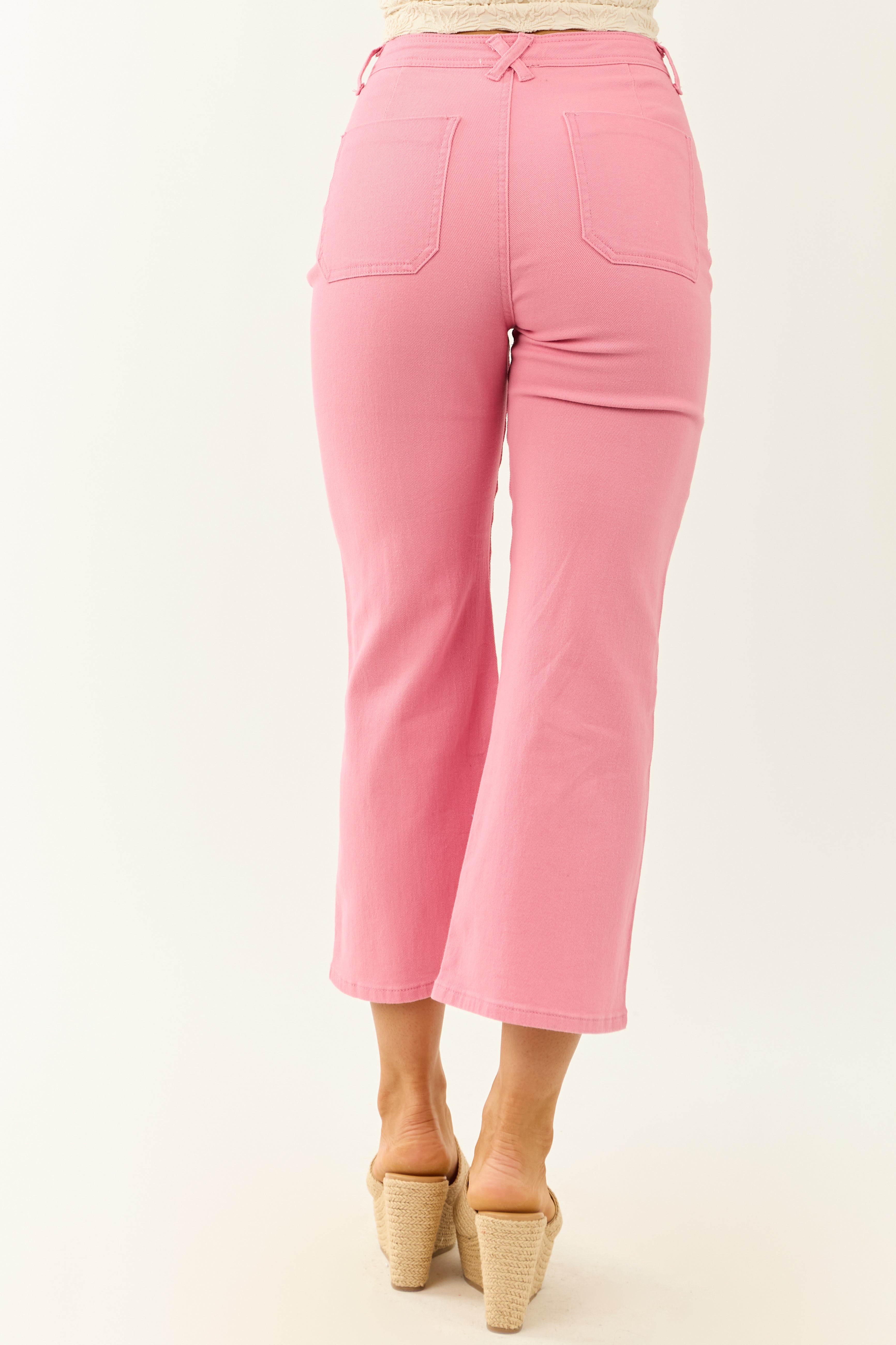 Lovelo Bubblegum Stretchy Denim Crop Wide Flare Pants Lovelo Bubblegum Stretchy Denim Crop Wide Flare Pants