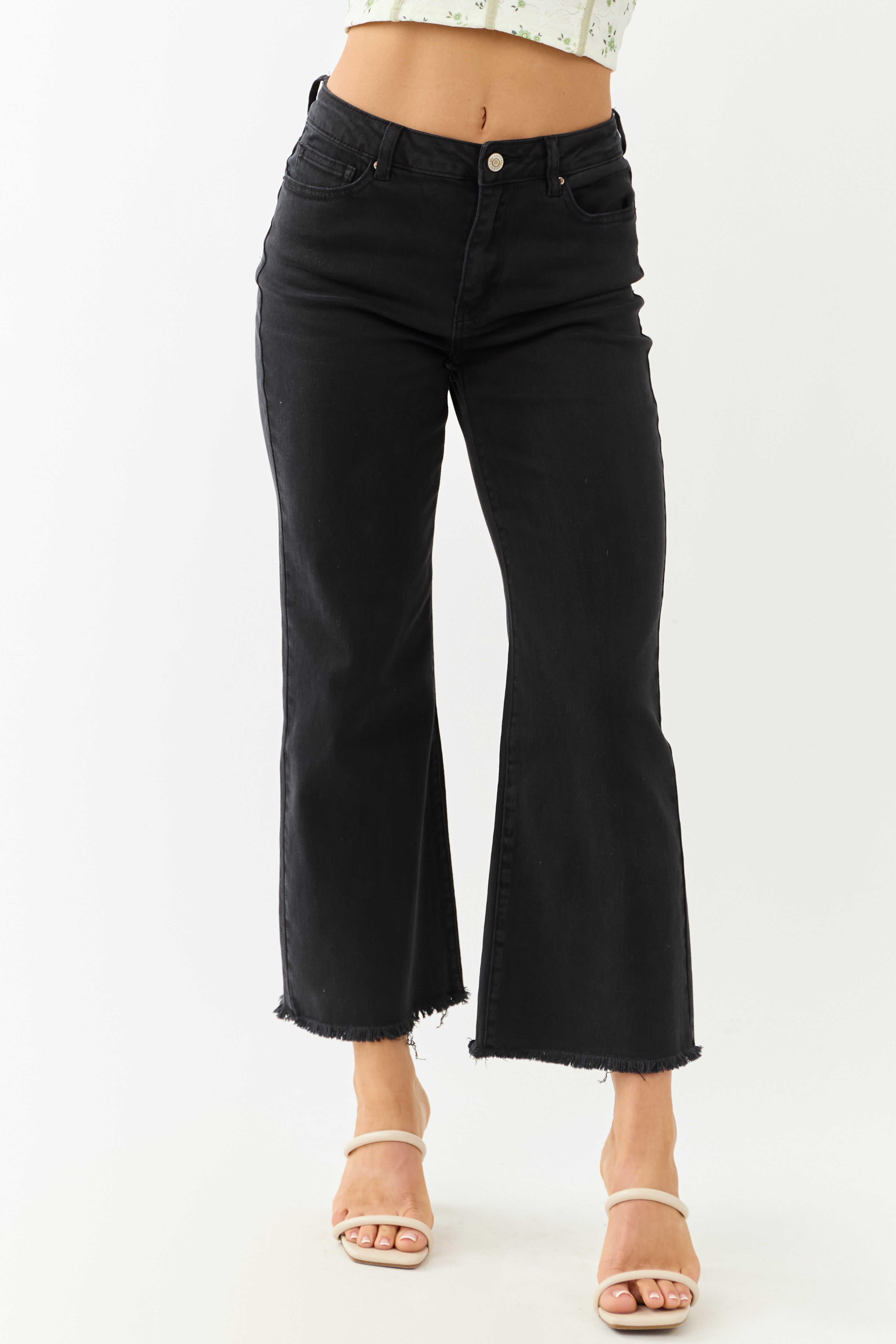 Black Stretchy Acid Wash Bootcut Jeans