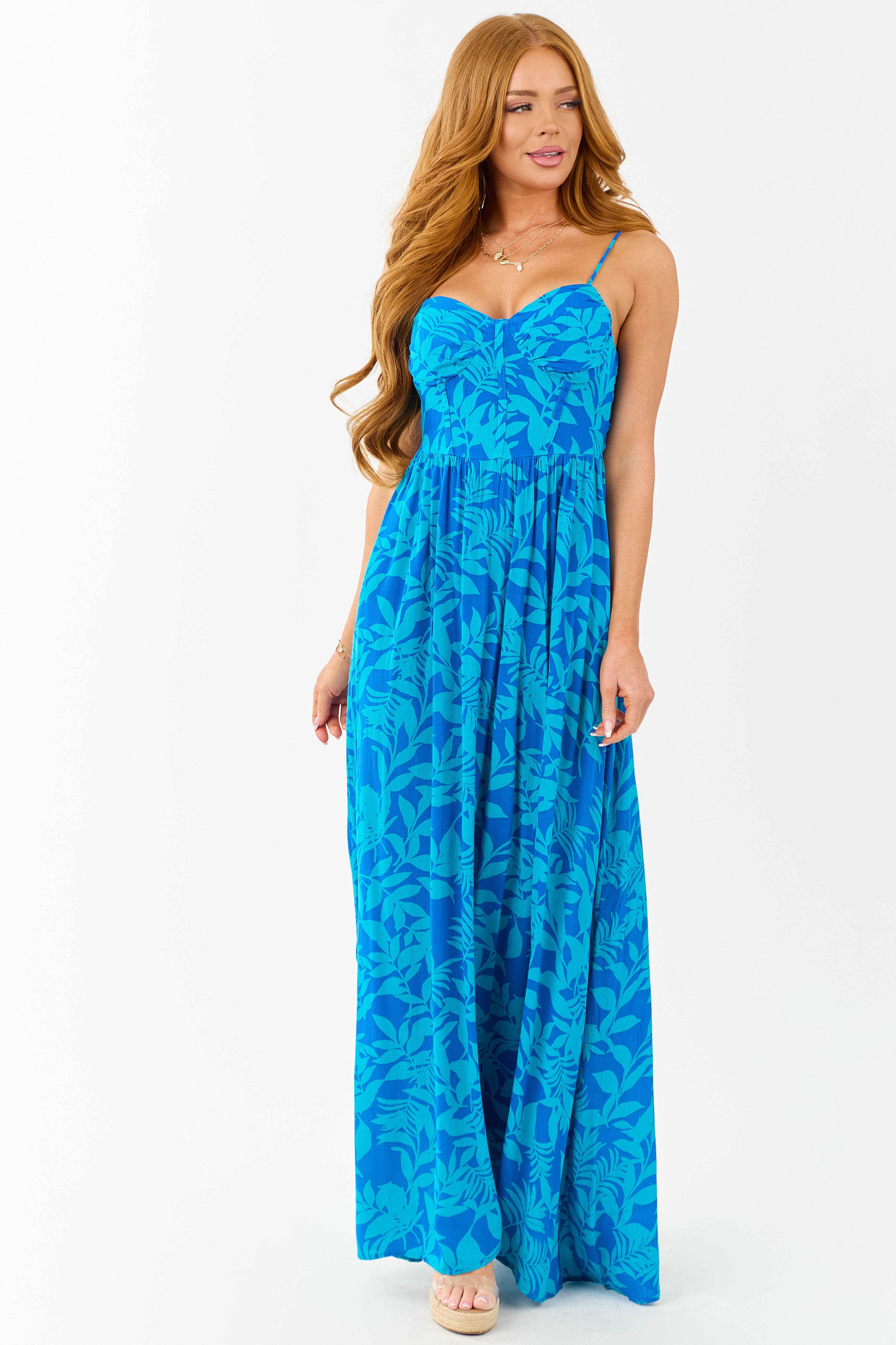Cobalt Tropical Print Sleeveless Maxi Dress Cobalt Tropical Print Sleeveless Maxi Dress