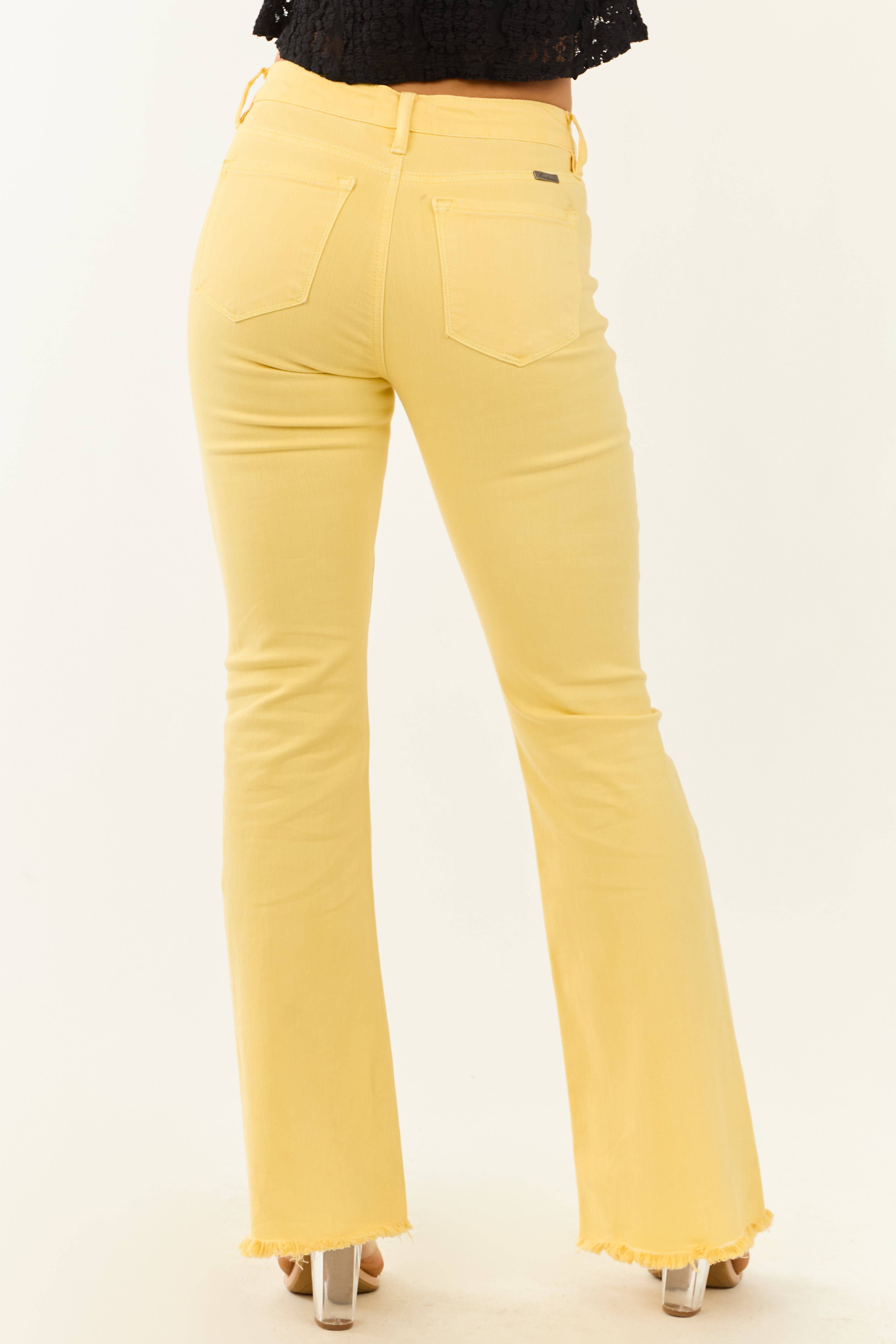 KanCan Lemon Stretchy Button Fly Flare Jeans