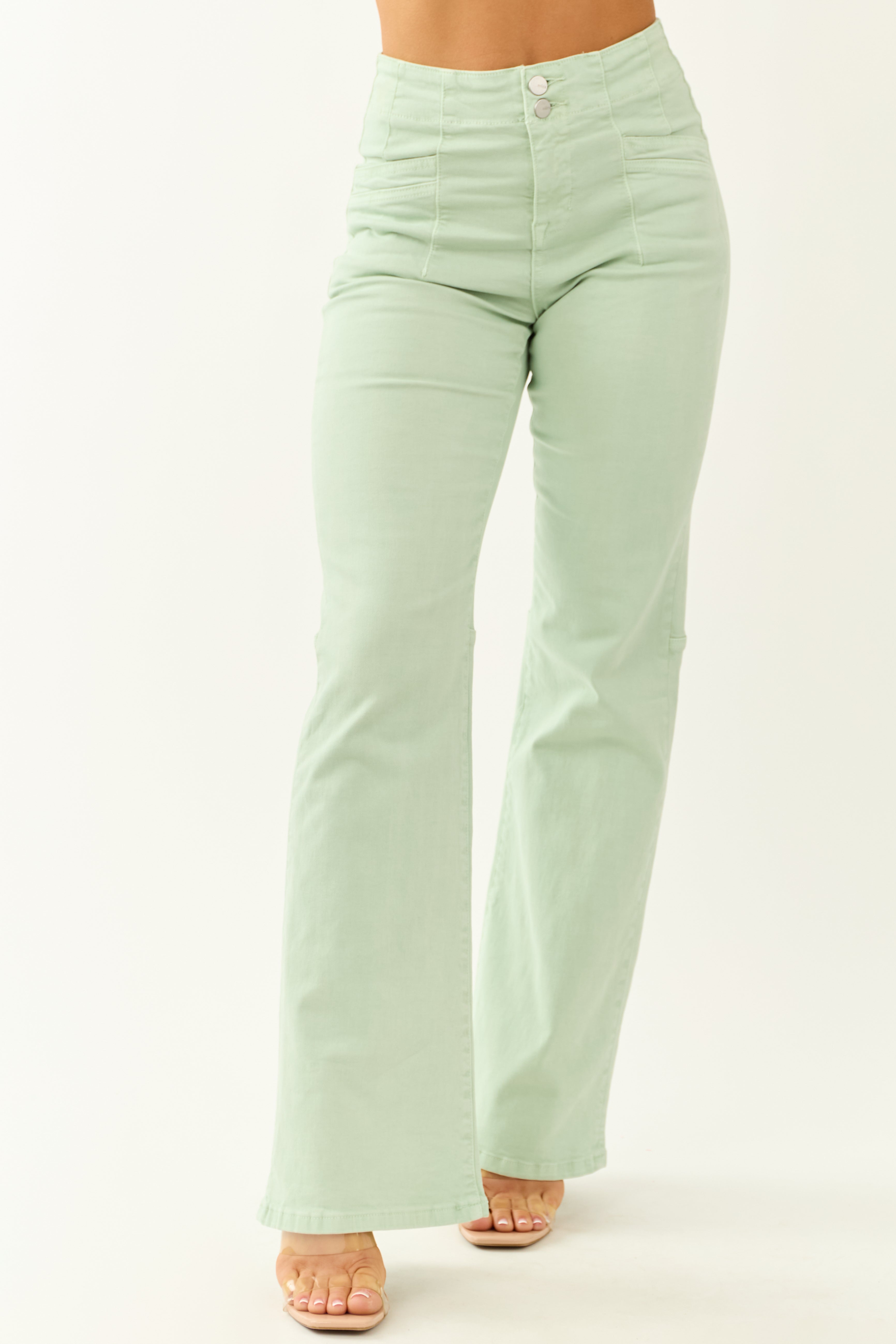 Mica Denim Seafoam High Rise Stretchy Flare Jeans