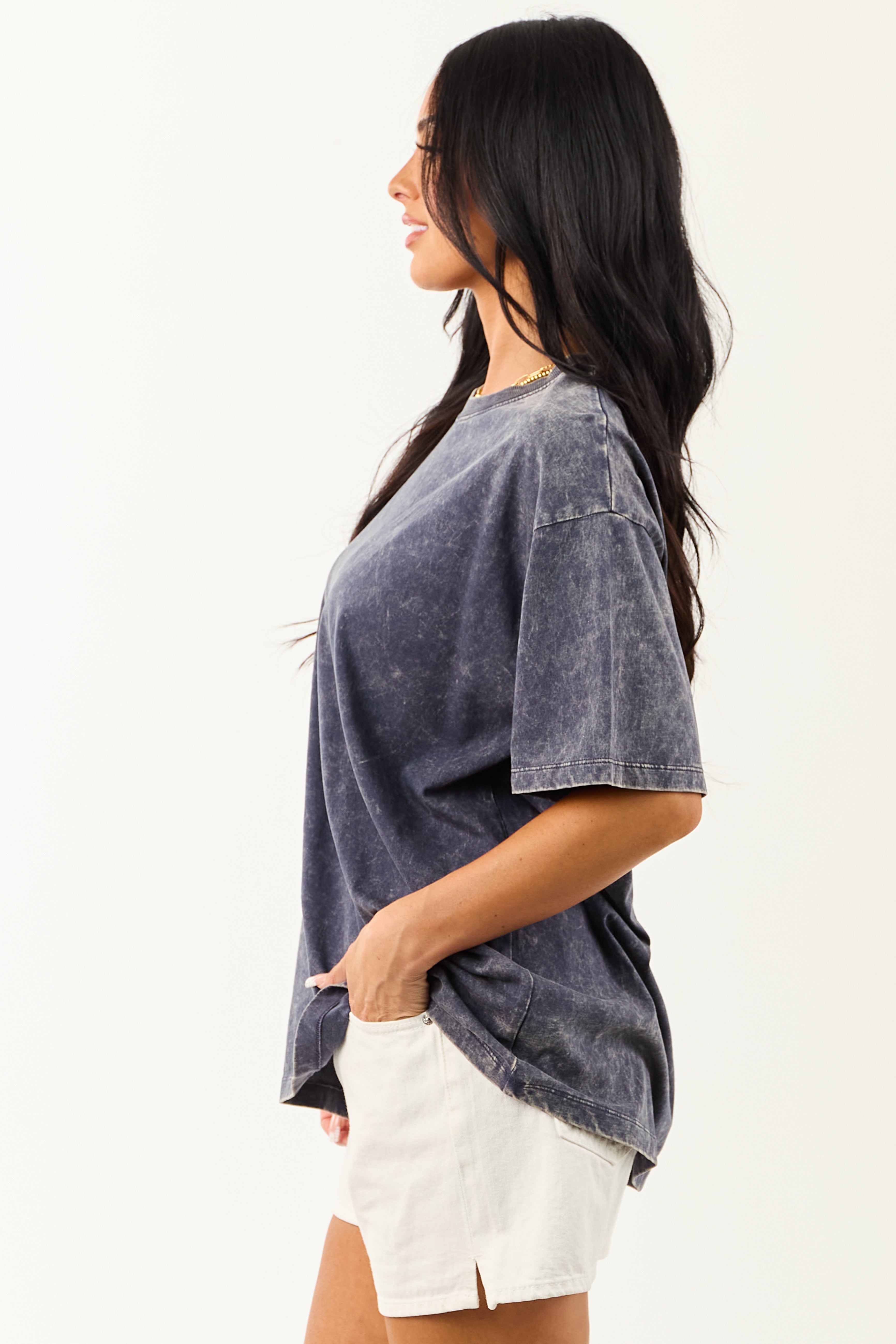 Spruce Acid Wash Relaxed Cotton Short Sleeve Top Spruce Acid Wash Relaxed Cotton Short Sleeve Top