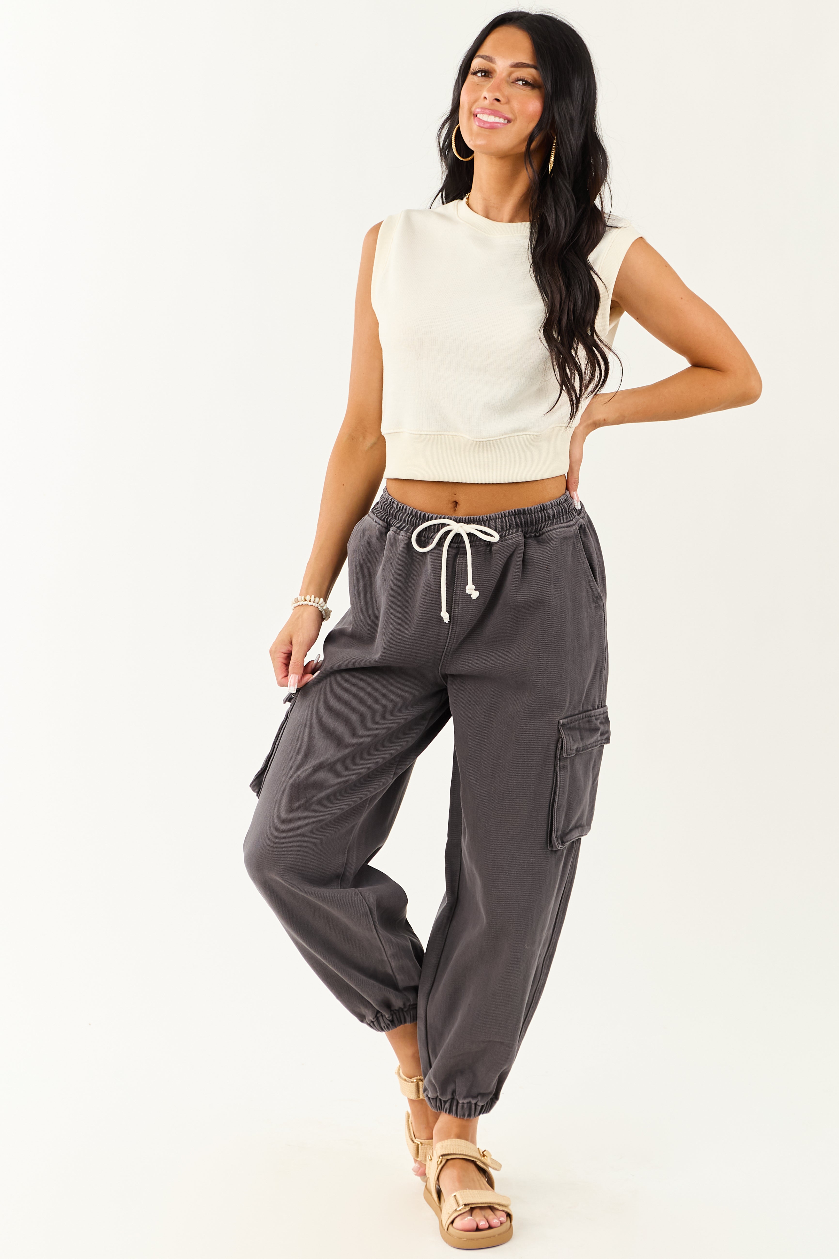 Charcoal Acid Washed Cargo Jogger Jeans Charcoal Acid Washed Cargo Jogger Jeans