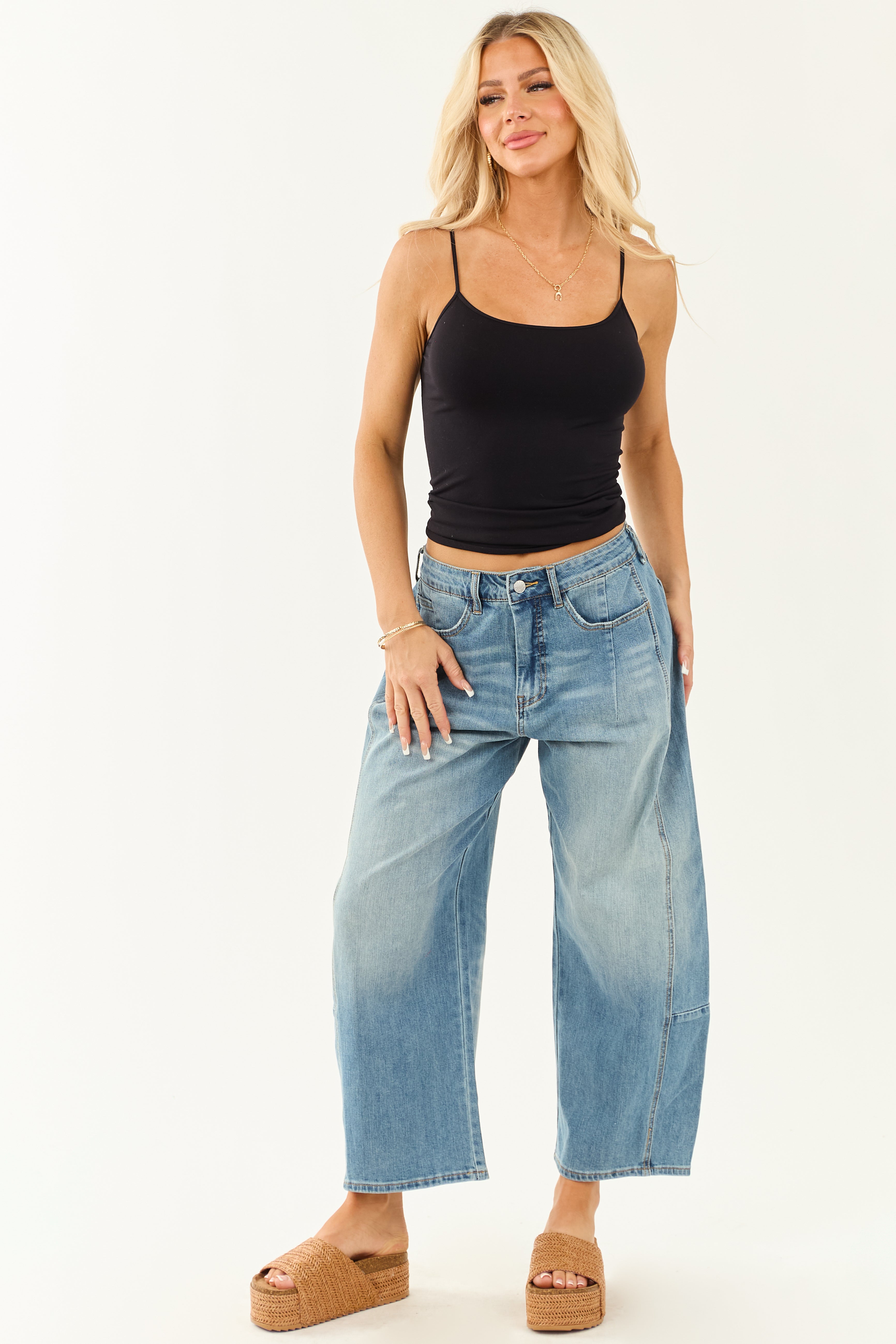 Signature 8 Medium Wash High Rise Barrel Jeans