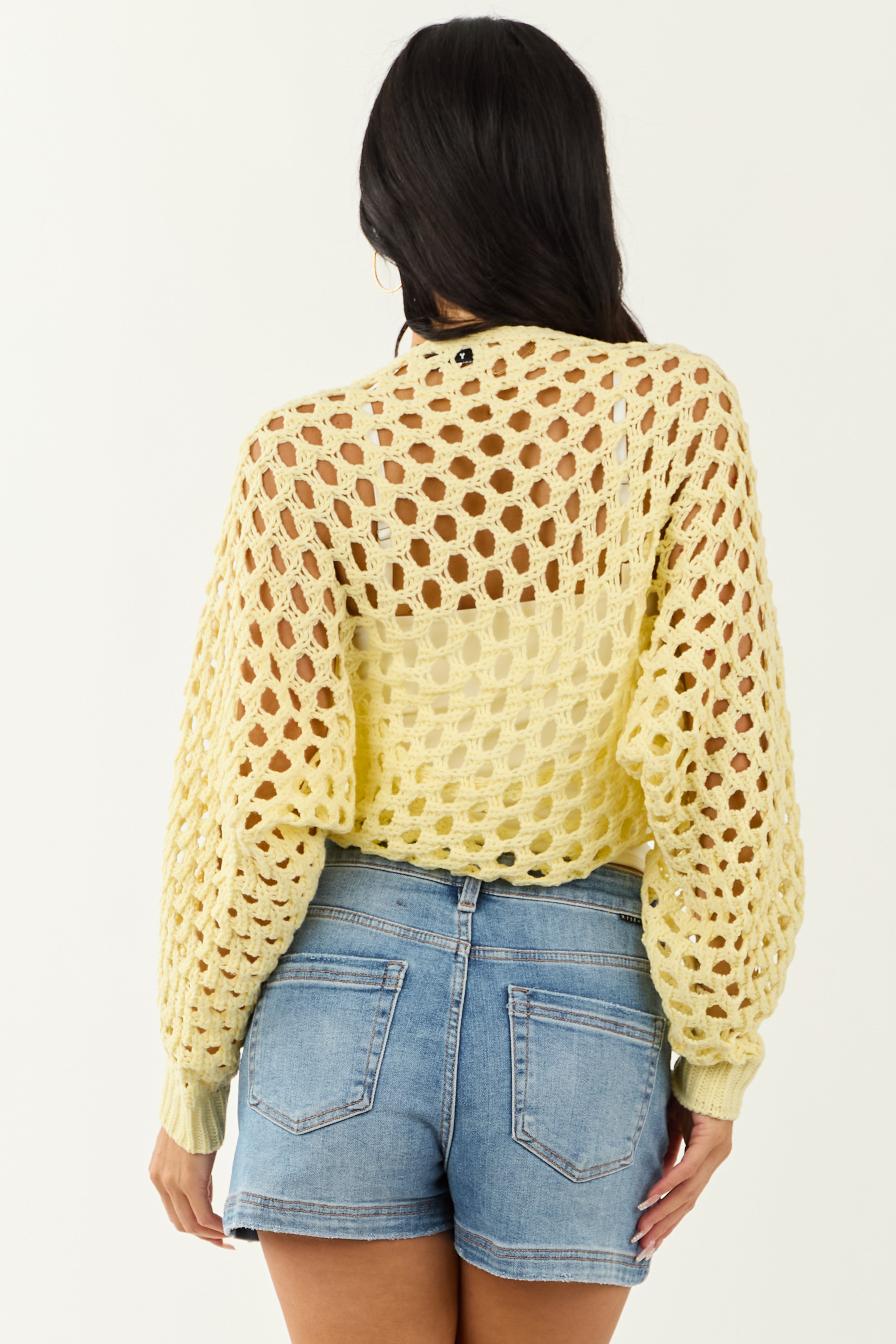 Buttercream Open Knit Long Sleeve Shrug Cardigan Buttercream Open Knit Long Sleeve Shrug Cardigan